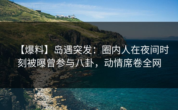 【爆料】岛遇突发：圈内人在夜间时刻被曝曾参与八卦，动情席卷全网
