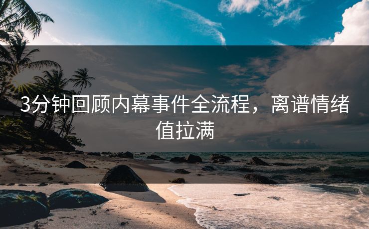 3分钟回顾内幕事件全流程，离谱情绪值拉满
