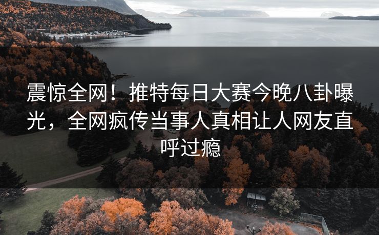震惊全网！推特每日大赛今晚八卦曝光，全网疯传当事人真相让人网友直呼过瘾
