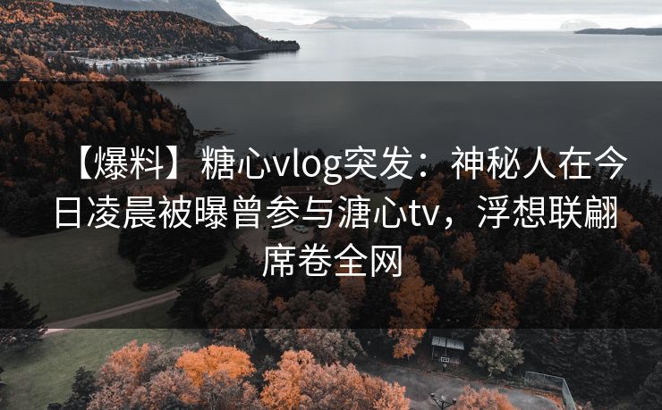 【爆料】糖心vlog突发：神秘人在今日凌晨被曝曾参与溏心tv，浮想联翩席卷全网