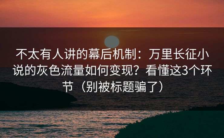 不太有人讲的幕后机制：万里长征小说的灰色流量如何变现？看懂这3个环节（别被标题骗了）