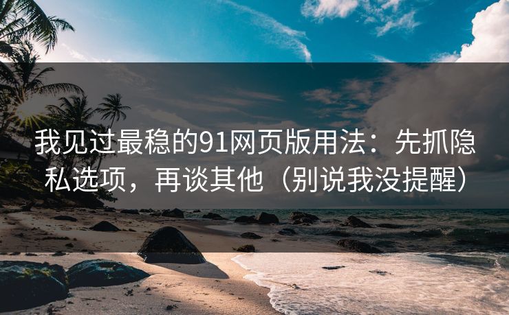 我见过最稳的91网页版用法：先抓隐私选项，再谈其他（别说我没提醒）